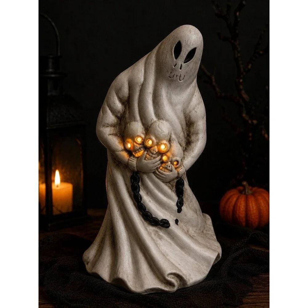 Dalton Halloween Ghost Skeleton Candle Holder Vintage Spooky Ceramic Decor